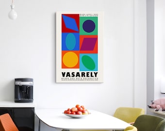 VASARELY Abstract Art Exhibition CANVAS PRINT | Vintage Poster, Canvas Art, Abstract Cut-Outs, Cubism, Wall Art, Wall Decor