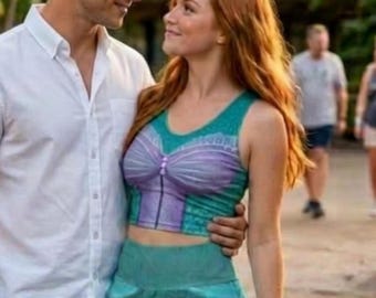 Under the Sea Mermaid Princess Women's Sports Bra Crop Top | Fairy Tale Princess race day Challenge Park Costume