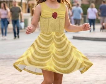 Belle Princess Girls Tween Teen Cosplay | Enchanted Rose Skater Dress | Beauty and the Beast Disneybound Inspired Birthday Park Outfit