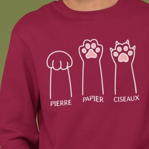 Felpa con zampa francese Rock Paper Scissors - Pierre Papier Ciseaux Feuille - Amante dei gatti dei cartoni animati Veterinario Volontario Gattino francese