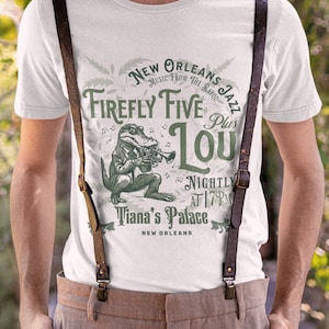 Firefly Five Plus Lou | Tiana Prinzessin und der Frosch Bayou Jazzclub Tianas Palace Shirt Alligator Louis Trompete Jazz Band, Bayou Adventure