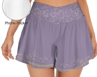 Tangled Tower Princess Womens Running Shorts | Lantern Festival Marathon Outfit Activewear Flare Skirt Sports Mom and Me Matching
