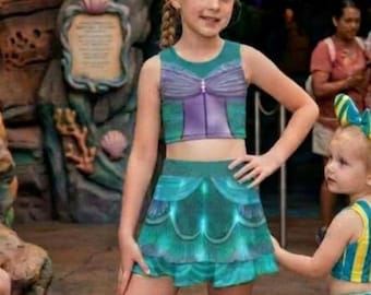 Conjunto deportivo de princesa sirena / Conjunto a juego para mamá e hija para el parque / Inspirado en las princesas del mundo submarino