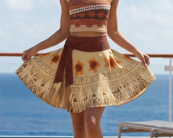 Falda patinadora para mujer de la Princesa Buscadora de Caminos de Polinesia / Disfraz para correr inspirado en Moana