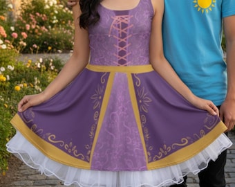 Enchanted Sun Tower lantern Princess Cosplay Dress | Rapunzel Running costume