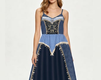 Make it Blue Aurora Sleeping Princess Spagehtti strap Dress | Briar Rose Beauty Disneybound Costume
