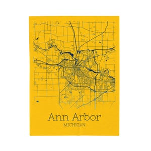 Ann Arbor Michigan Map Arctic Fleece Blanket - Wolverines Big House University of Michigan Dorm Room College Move in Back to School