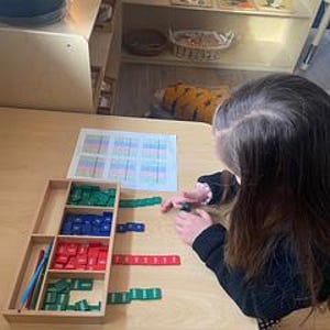 Montessori Math Stamp Game Worksheet - Printable colored grid static addition subtraction multiplication Kindergarten elementary Work bead