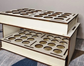 Modular Paint Rack (6x4) Vallejo, GSW, Army Painter size (1&quot;sockets) - svg, pdf, eps, dxf lasercut file
