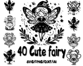 Fairy Silhouette SVG Bundle | Cute Clipart, Vector Graphics (Digital Download)