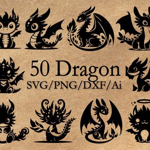 50 Drache-Svg-Bundle, Drache-Svg, Drache-Schnitt-Datei, Drachenkopf, Drache-Clipart, Tier-Svg, Drache-Silhouette, Drache-Tattoo-Svg