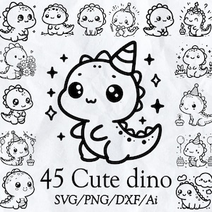 45 Cute dino svg bundle | dinosaur clipart png | dinosaur silhouette svg | kids dinosaur svg | t-rex svg | dino svg | triceratops svg files