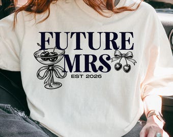 90s Tatoo Style Vintage Future Mrs Shirt: Comfort Colors Cherry Bride Tshirt, Engagement Gift for Bride, Wedding Shirt