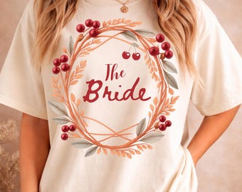 Botanical Bride Shirt : Bridal Tee, Minimalist Boho Bride T-Shirt, Garden Wedding Bachelorette Top, Future Mrs Shirt