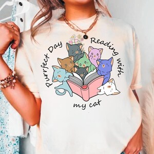 Cat Lover Shirt for Book Lovers, Funny Reading Cat T-Shirt, Gift for Bibliophiles & Cat Moms, Reading Cat Shirt, Bookish Cat Shirt, Cat Mom