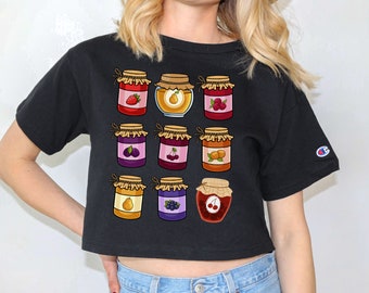 Jam Jar y2k Baby Tee,Cute Womens Crop Tops with Graphic Design