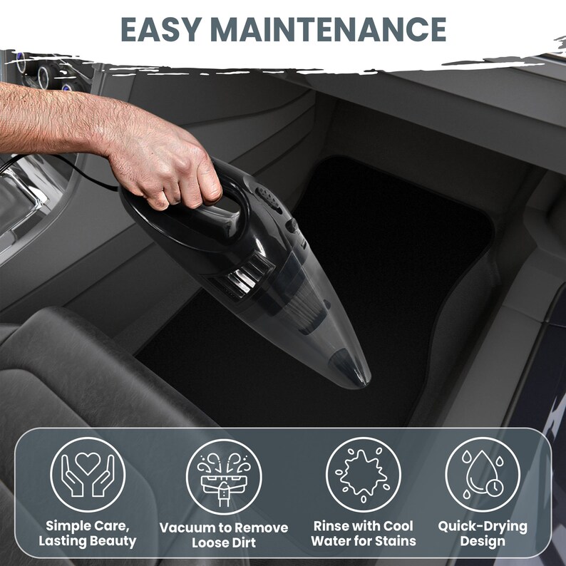 Checkered Black and White Car Floor Mats, Unique Car Interior Decor