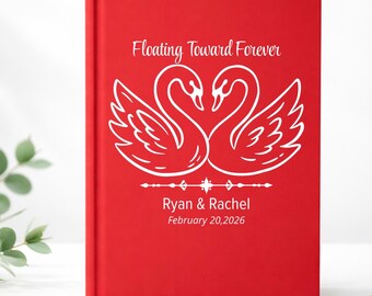 Personalized Bridal Journal - Engagement Gift for Bride, Custom Wedding Keepsake Notebook, Swan Love Design