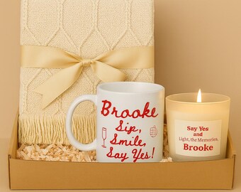 Personalized Bridesmaid Proposal Gift Set – Blanket, Mug & Scented Candle