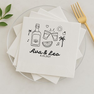 Personalized Wedding Paper Napkins Custom Rehearsal Dinner Beverage Luncheon Dinner Guest Towels Cocktail Engagement Party White Napkin