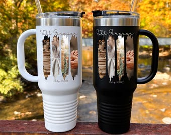 Vaso de boda personalizado de 40 oz: taza de viaje de acero inoxidable personalizada