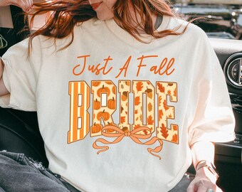 Fall Bride Shirt: Autumn Wedding Tee, Pumpkin Leaves Design