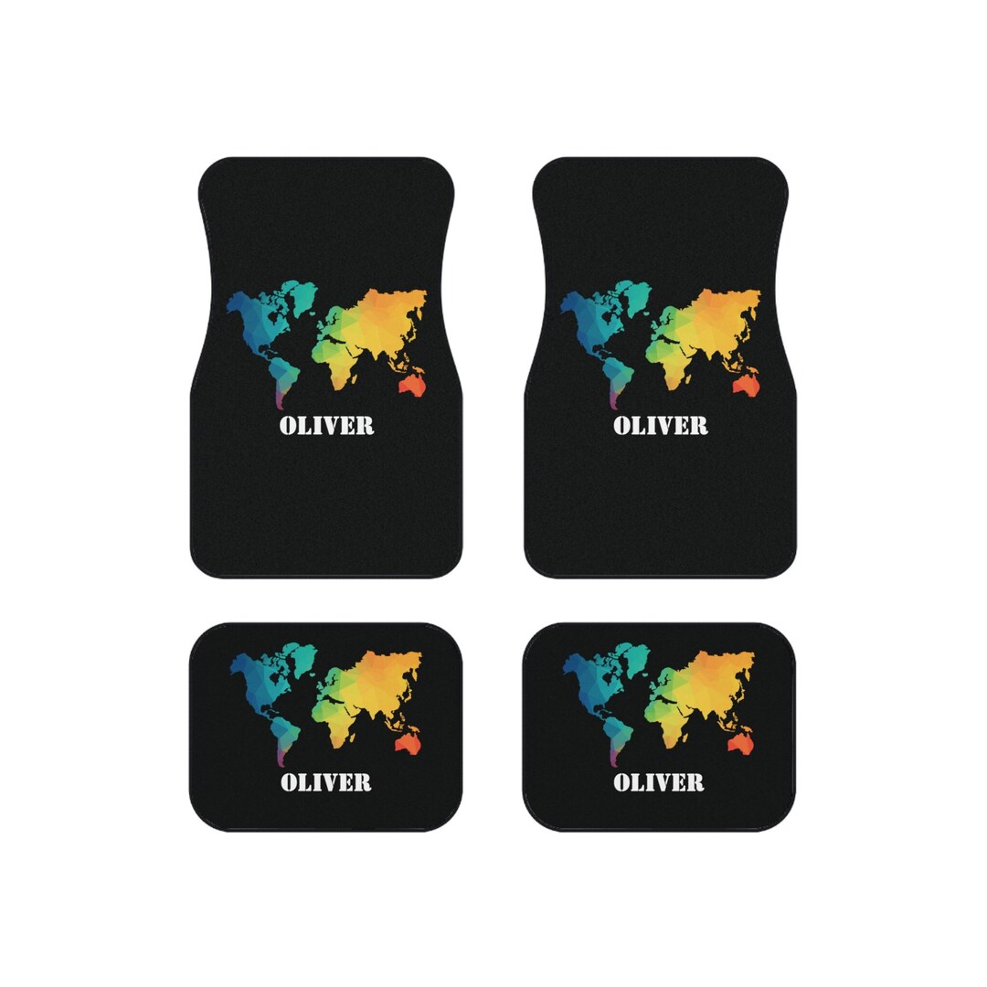 World Map Car Mat Personalized Car Floor Mat for Men With Name - Etsy