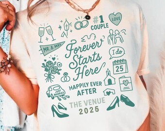 Custom Year Doodle Bachelorette Shirt: Bridal Party & Couple Gift Tee