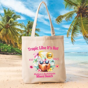 Custom Tropical Bachelorette Tote Bag: Beach Bridal Party Gift