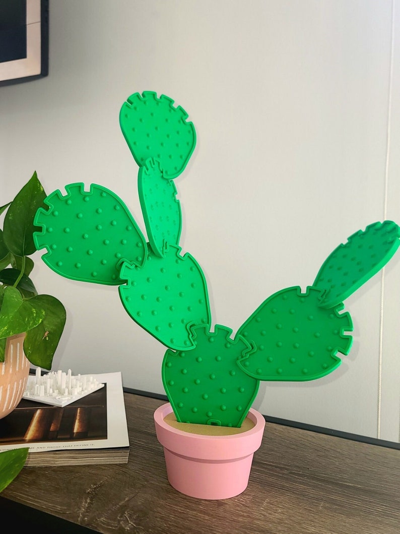 Cactus Coaster Set Interlocking Prickly Pear Plant Cute Fun Home Decor 3D Printed Pink