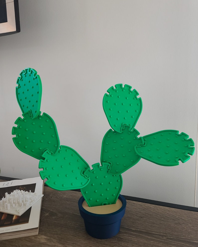 Cactus Coaster Set Interlocking Prickly Pear Plant Cute Fun Home Decor 3D Printed Blue