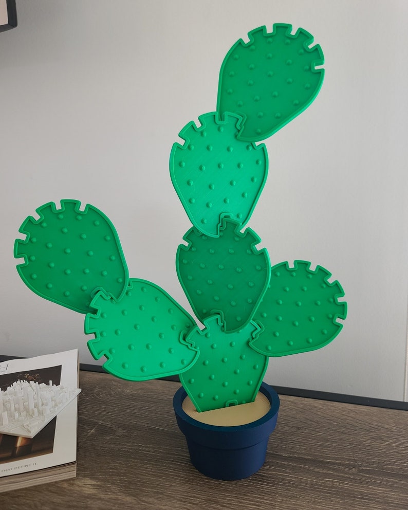 Cactus Coaster Set Interlocking Prickly Pear Plant Cute Fun Home Decor 3D Printed image 3