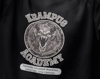 Krampus Academy Crewneck Sweatshirt: Festive Holiday Rebellion