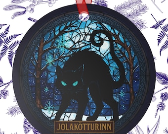 Jólakötturinn The Yule Cat Dark Icelandic Metal Ornament, Dark folklore  Christmas Tree Decor