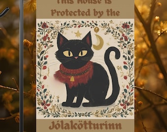 Yule Cat Garden Flag: Norse Myth Jólakötturinn Christmas Decor