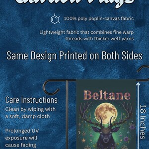 Bandera de jardín, bandera del ciervo de Beltane, bandera para casa, bandera para exteriores, decoración de primavera, rituales paganos, letrero para el jardín imagen 2