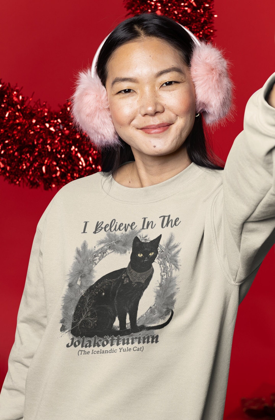 Yule Cat Sweatshirt Black Cat Christmas Shirt Cat Lover Gift Etsy