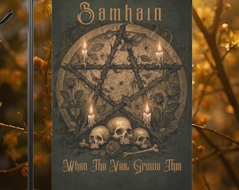 Drapeau du jardin Samhain | Décoration wicca Witchcore, bannière de jardin pentagramme gothique pour Halloween et fêtes païennes