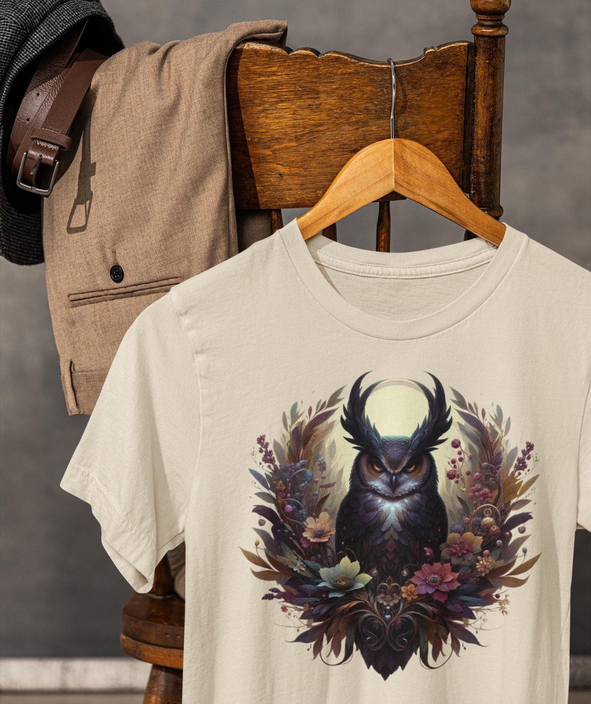 Whimsigoth Owl Unisex T-Shirt, Cute Bird Graphic Tee, Animal Lover Gift, Superb Owl Top, Nature Prin