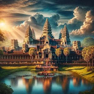 Angkor Wat - Die Herunter scheinende Sonne