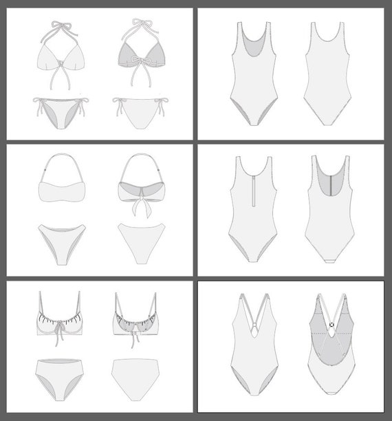 SWIMWEAR COLLECTION/ Flat Vector Drawings Fashion Vector