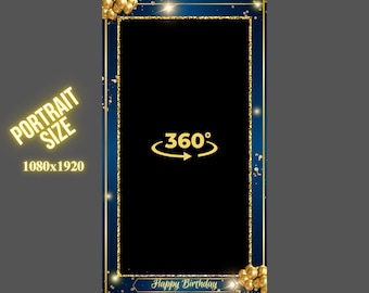360 photo booth overlay, 360 birthday overlay, gold birthday photo booth overlay, 360 video template overlay birthday, 360 portrait overlay