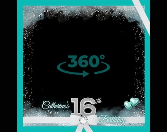 360 Photo Booth-overlay, sweet 16 Photo Booth-overlay, diamantoverlay, verjaardag Photo Booth-sjabloon, sprankelende overlay