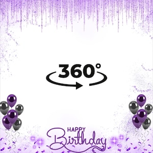360 Photo Booth overlay, purple happy birthday overlay, Photo Booth overlay for birthday, video booth overlay