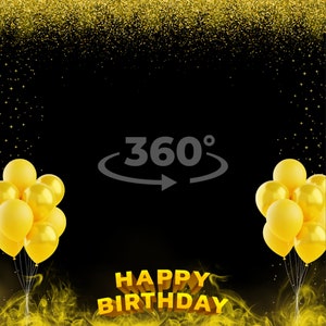 360 photo booth overlay, yellow happy birthday overlay, gold happy birthday overlay, slow motion video booth overlay
