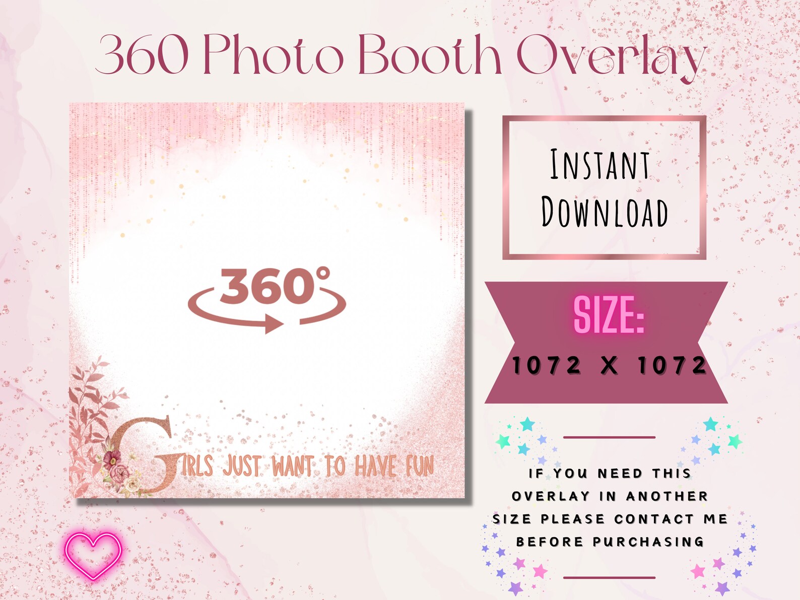 360 Photo Booth Overlay, Bachelorette Overlay, Baby Shower Overlay ...