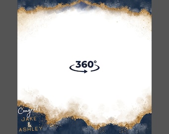 Blue & Gold 360 Photo Booth overlay, wedding overlay, 360 video booth overlay, 360 Photo Booth, navy blue Photo Booth, wedding photo booth