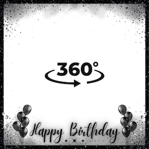 360 Photo Booth overlay, black sparkle overlay, happy birthday overlay for Photo Booth, glitter overlay for video booth template