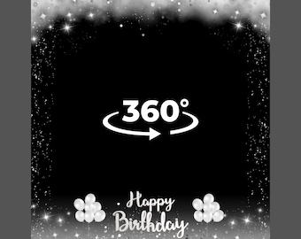 360 Photo Booth-overlay, witte feestoverlay, gelukkige verjaardag-overlay, overlay-sjabloon videocabine