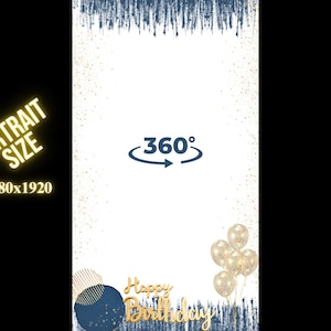 360 photo booth overlay, 360 birthday overlay, gold birthday photo booth overlay, 360 video template overlay birthday, 360 portrait overlay